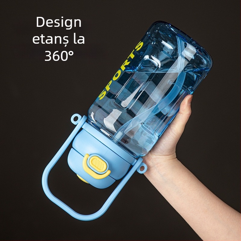 Recipient sport cu capac etanș, mare capacitate, din plastic, cu mâner, personalizabil