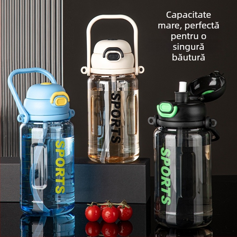 Recipient sport cu capac etanș, mare capacitate, din plastic, cu mâner, personalizabil