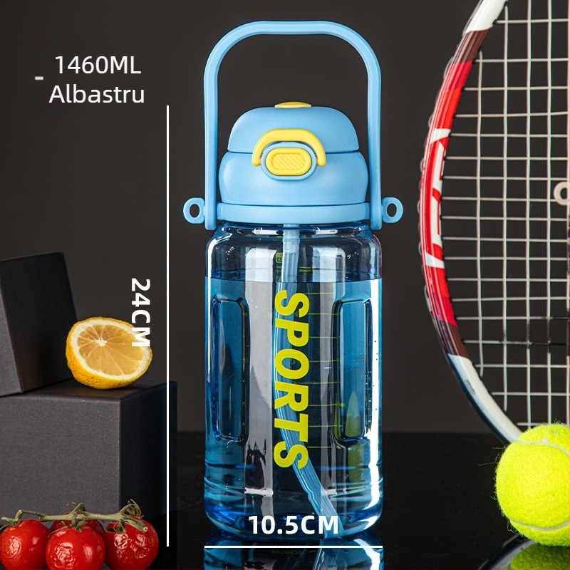 Recipient sport cu capac etanș, mare capacitate, din plastic, cu mâner, personalizabil