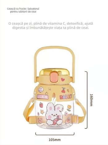 Sticlă de apă sport cu capacitate mare, două compartimente de băut, pentru bărbați și femei, portabilă