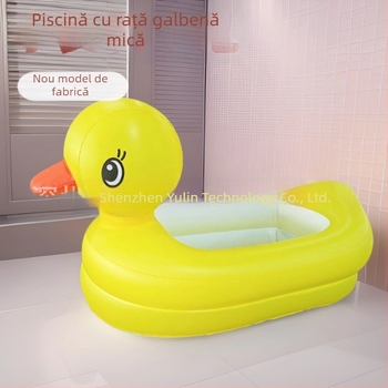 Piscină gonflabilă din PVC cu rață galbenă pentru copii, bază cu bule