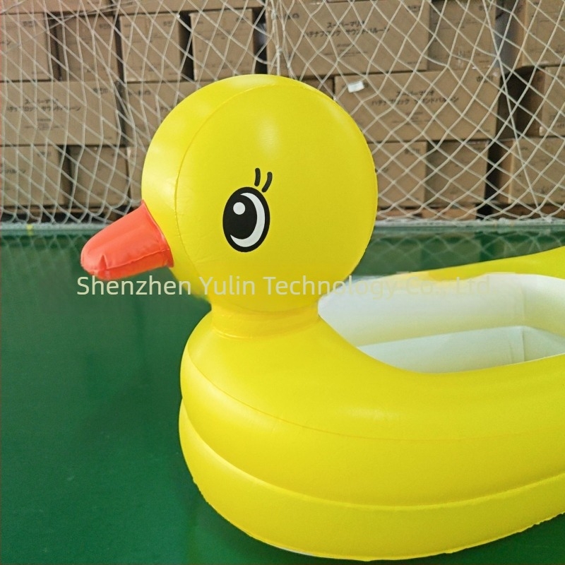 Piscină gonflabilă din PVC cu rață galbenă pentru copii, bază cu bule