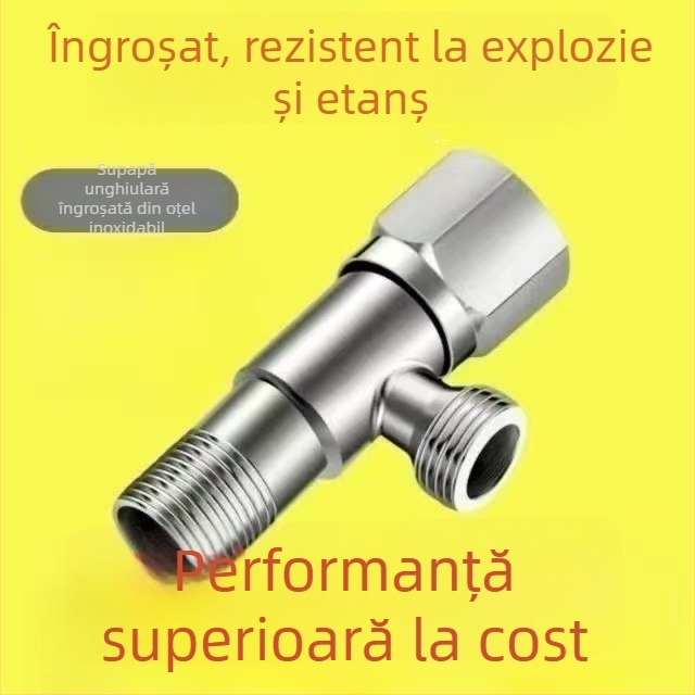 Supapă triunghiulară din oțel inox 304 pentru apă caldă și rece, supapă unghiulară pentru intrare-ieșire la boiler, supapă de închidere, supapă în formă de 8