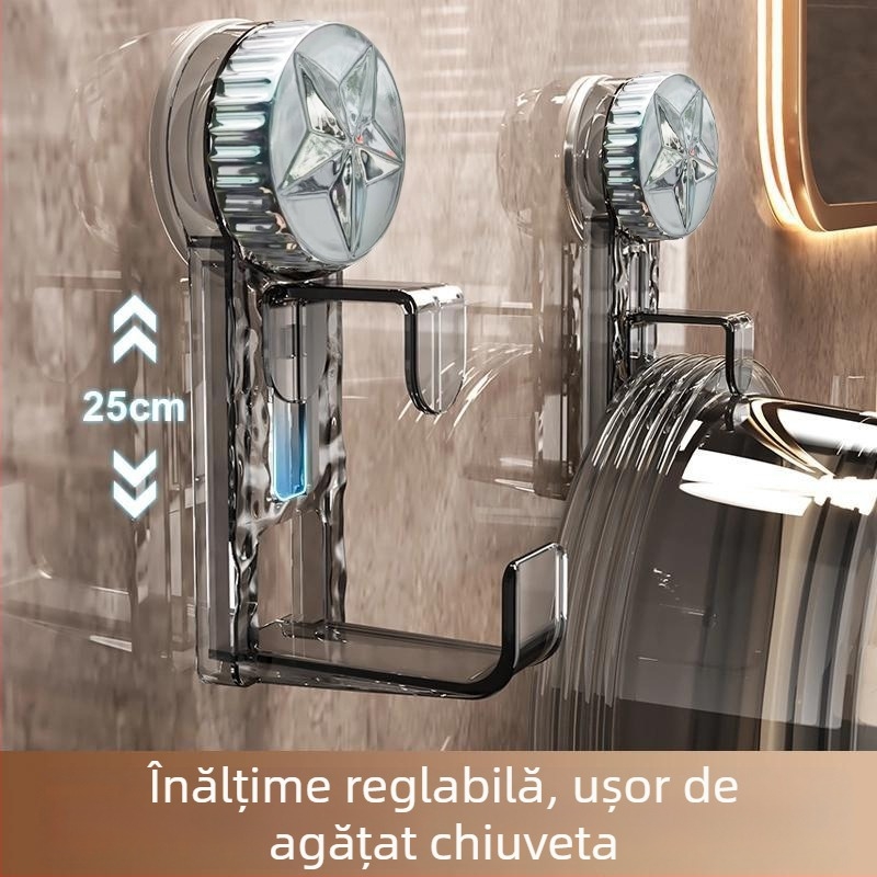 Raft de depozitare pentru chiuvetă cu ventuză, montaj fără găuri, baie