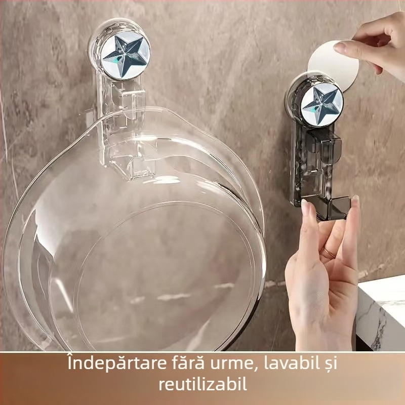 Raft de depozitare pentru chiuvetă cu ventuză, montaj fără găuri, baie