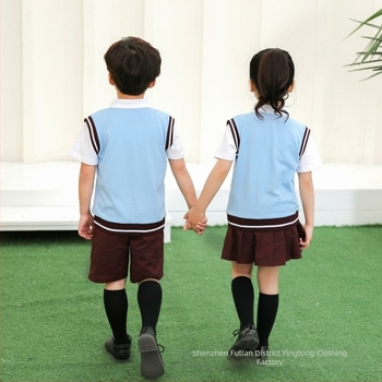 Set școlar de vară din bumbac pentru copii, unisex, pulover, stil britanic, pentru copii de 8 ani și peste, mărimi Mediu și Mare.