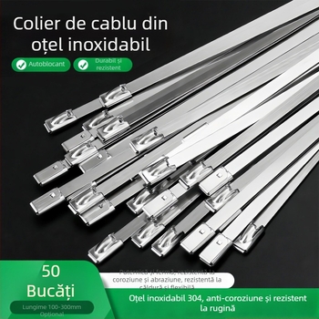 Legături pentru cabluri din oțel inoxidabil 304, lățime 4,6 mm, auto-blocante, curele metalice cu etichetă, utilizare marină, rezistente la coroziune