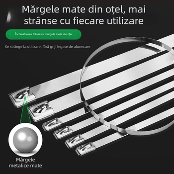 Legături pentru cabluri din oțel inoxidabil 304, lățime 4,6 mm, auto-blocante, curele metalice cu etichetă, utilizare marină, rezistente la coroziune