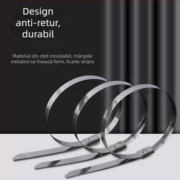 Legături pentru cabluri din oțel inoxidabil 304, lățime 4,6 mm, auto-blocante, curele metalice cu etichetă, utilizare marină, rezistente la coroziune