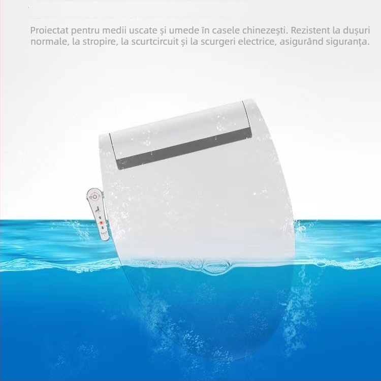 Cap de toaletă inteligent, încălzire, potrivire universală, bidet multifuncțional cu spălare pentru femei, șezut încălzit, uscare prin aer cald, duză auto-curățare, montaj reglabil între găuri 13–18 mm