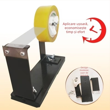 Dispenser mare pentru bandă transparentă, birou, lățime 6 cm, extra-lat și robust
