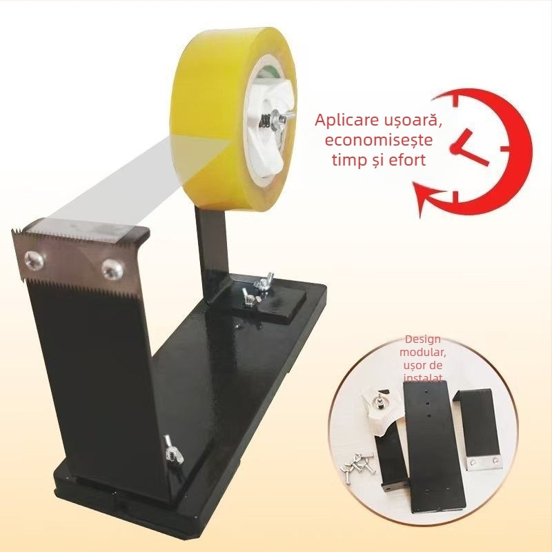 Dispenser mare pentru bandă transparentă, birou, lățime 6 cm, extra-lat și robust