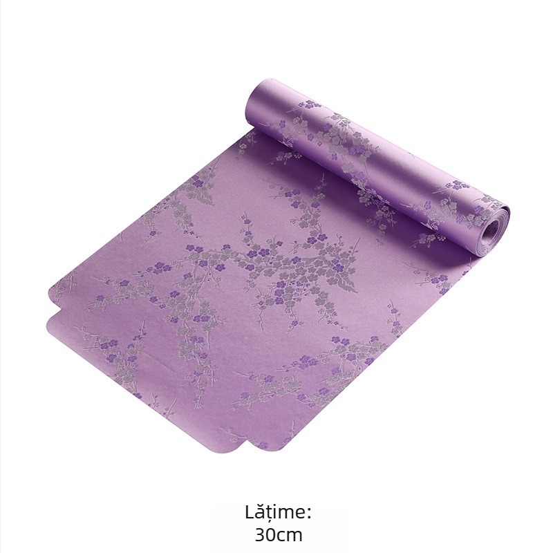 Covoraș impermeabil pentru ceai, cu două fețe, din material textil, dreptunghiular, cu motiv lotus, stil chinezesc