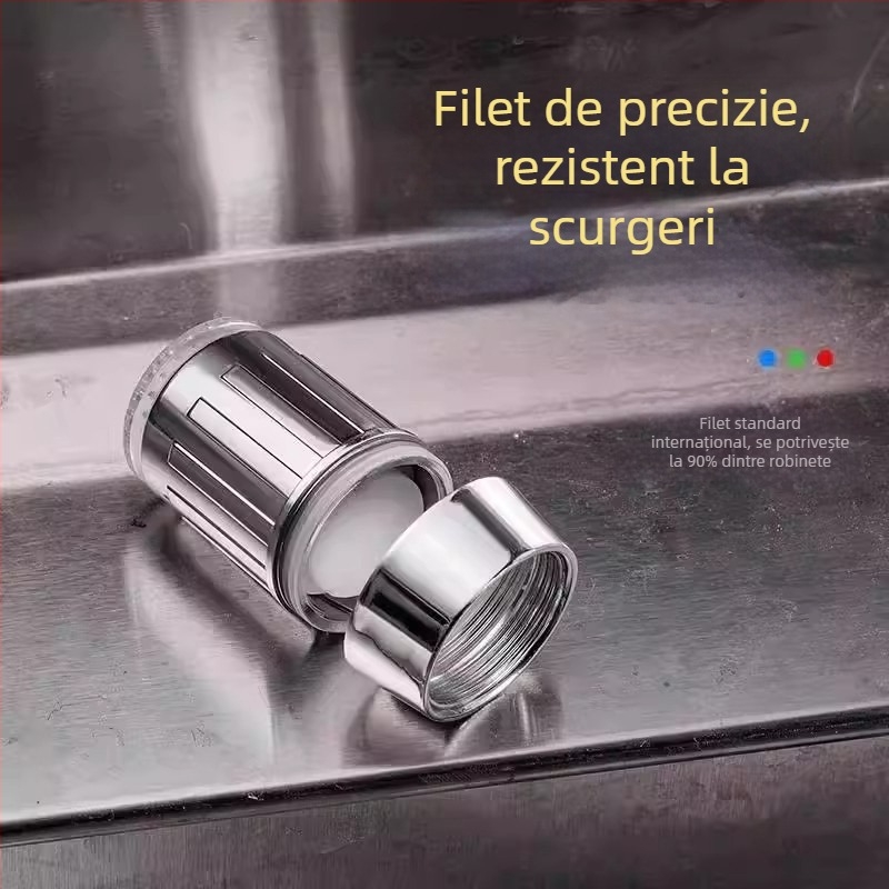 Robinet LED cu reglare a temperaturii și schimbare de culoare pentru uz casnic, gură anti-strop pentru chiuveta de bucătărie, robinet inteligent pentru apă caldă și rece