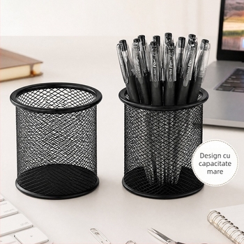 Suport circular din metal pentru pixuri, organizator de birou creativ, finisaj colorat, artă din fier forjat