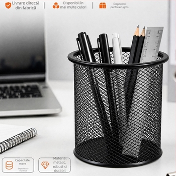 Suport circular din metal pentru pixuri, organizator de birou creativ, finisaj colorat, artă din fier forjat