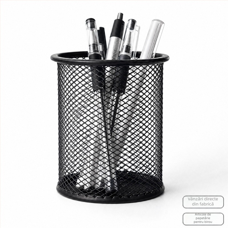 Suport circular din metal pentru pixuri, organizator de birou creativ, finisaj colorat, artă din fier forjat