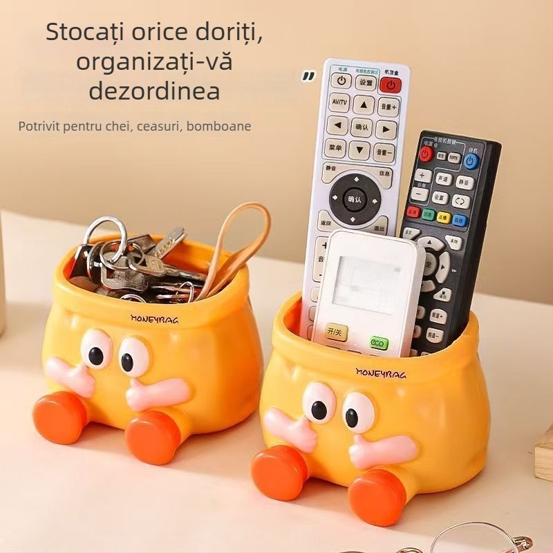 Suport creativ pentru pixuri cu design de desene animate și organizator de birou, capacitate mare, aspect drăguț