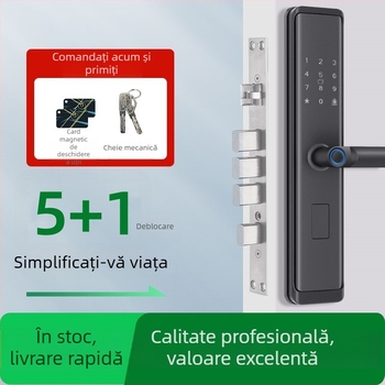 Lacăt inteligent cu amprentă Q5 pentru ușa de intrare, blocare cu parolă și cheie, semi-automat