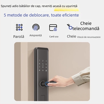 Lacăt inteligent cu amprentă Q5 pentru ușa de intrare, blocare cu parolă și cheie, semi-automat