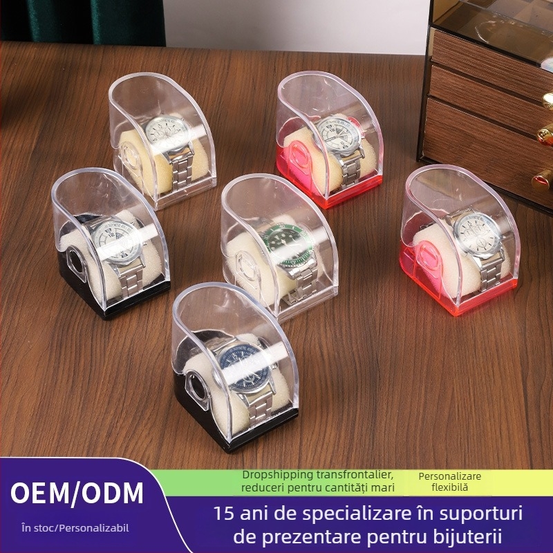 Cutie de depozitare pentru ceasuri, cu capac, suport de afișare pentru tejghea și transmisii în direct