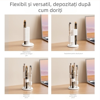 Suport pentru pixuri rotativ la 360°, tub de depozitare pe mai multe niveluri pentru birou, organizator mare pentru pixuri