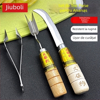 Kubori Set de trei piese pentru îndepărtarea ochilor de ananas, din oțel inoxidabil, eliminare rapidă a ochilor, rezistent la rugină, ușor de curățat