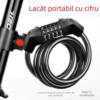 Lacăt pentru bicicletă cu protecție prin parolă și lanț din oțel pentru biciclete montane și electrice