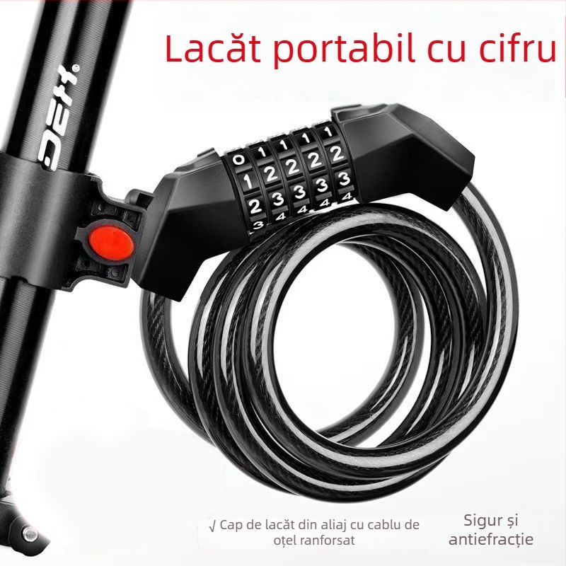 Lacăt pentru bicicletă cu protecție prin parolă și lanț din oțel pentru biciclete montane și electrice