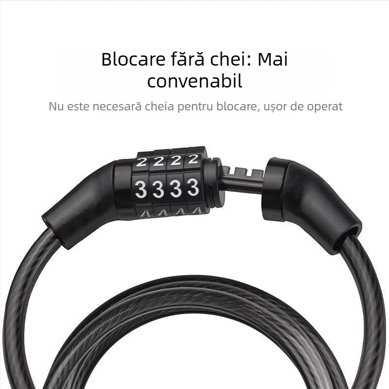 Lacăt pentru bicicletă cu protecție prin parolă și lanț din oțel pentru biciclete montane și electrice