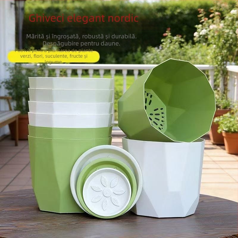 Ghiveci Nordic minimalist pentru uz casnic, imitatie de ceramică, rășină îngroșată și durabilă, potrivit pentru trandafiri și suculente, ghiveci cu controlul rădăcinilor