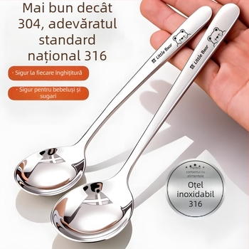 Lingură de supă din oțel inoxidabil 316, mâner lung, bol adânc, pentru uz personal, calitate premium