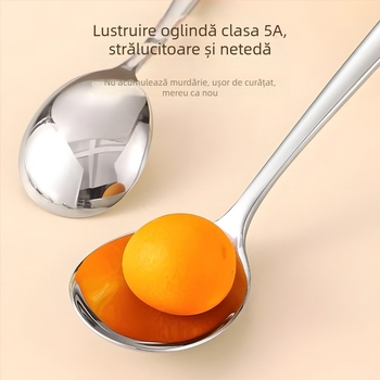 Lingură de supă din oțel inoxidabil 316, mâner lung, bol adânc, pentru uz personal, calitate premium