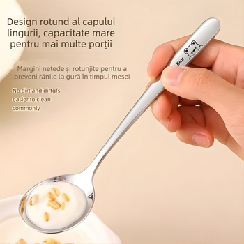 Lingură de supă din oțel inoxidabil 316, mâner lung, bol adânc, pentru uz personal, calitate premium