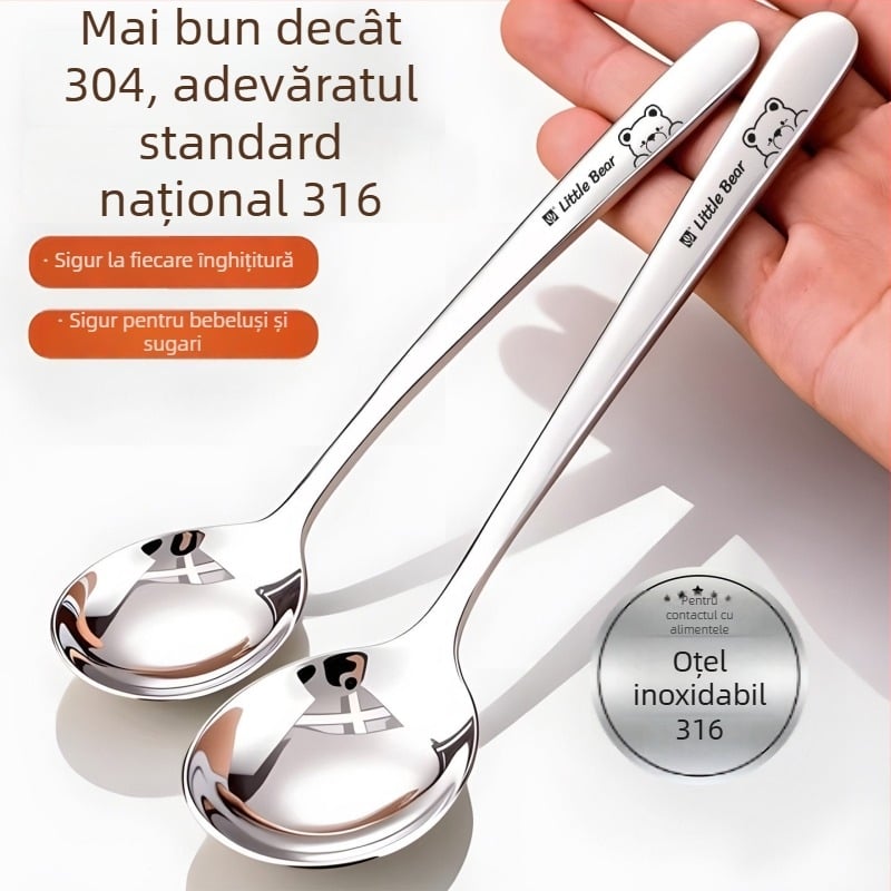 Lingură de supă din oțel inoxidabil 316, mâner lung, bol adânc, pentru uz personal, calitate premium