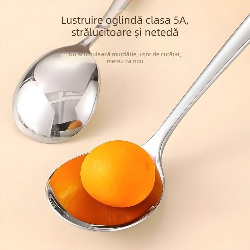 Lingură de supă din oțel inoxidabil 316, mâner lung, bol adânc, pentru uz personal, calitate premium