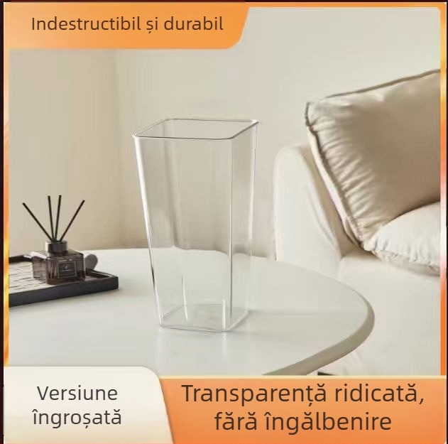 Vas hidroponic din acril transparent pentru living, rezistentă la impact, bazin adânc, design lux ușor.