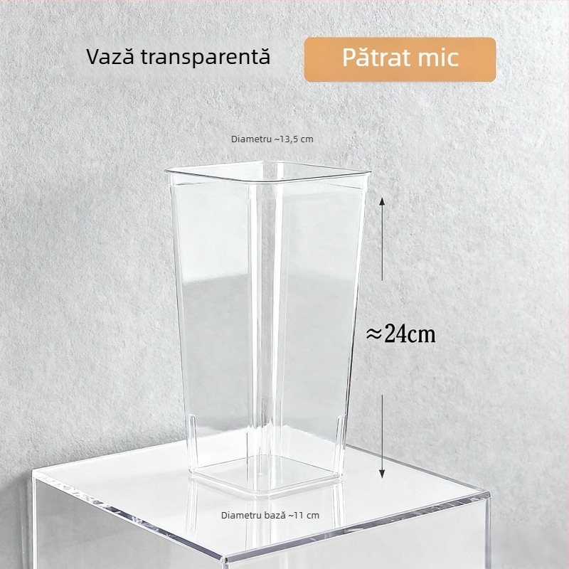 Vas hidroponic din acril transparent pentru living, rezistentă la impact, bazin adânc, design lux ușor.
