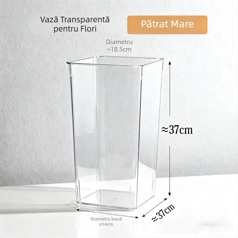 Vas hidroponic din acril transparent pentru living, rezistentă la impact, bazin adânc, design lux ușor.