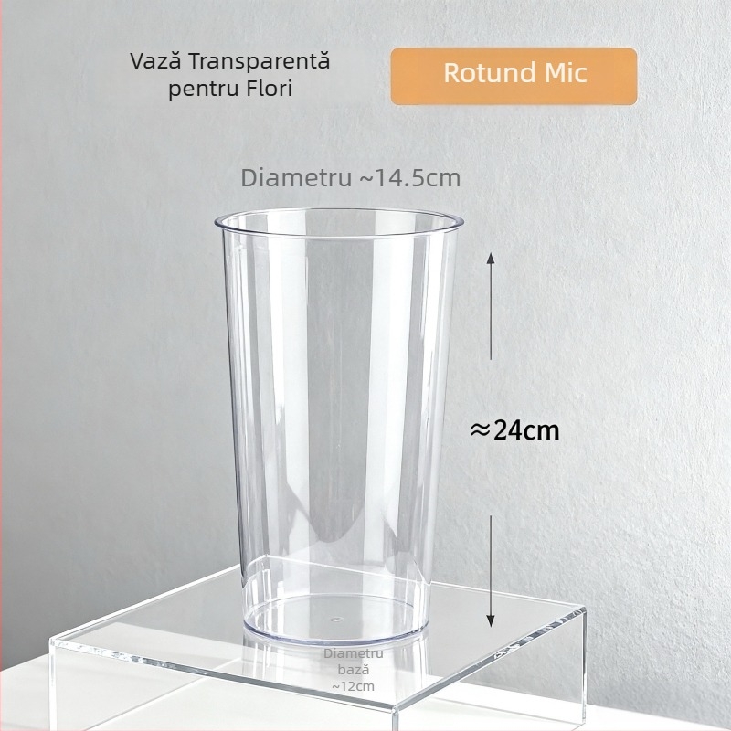 Vas hidroponic din acril transparent pentru living, rezistentă la impact, bazin adânc, design lux ușor.