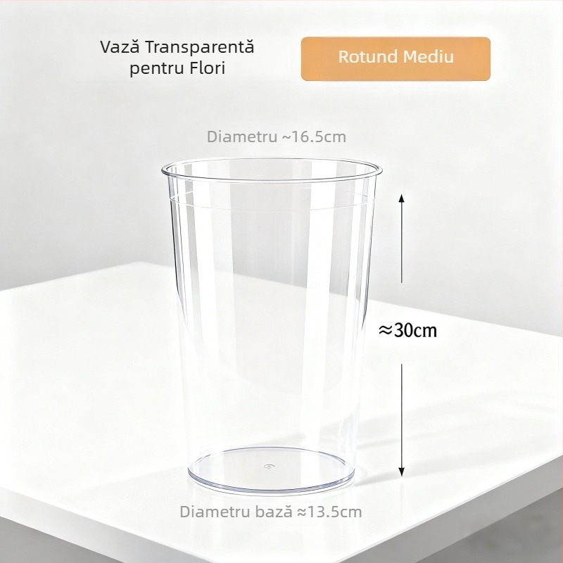 Vas hidroponic din acril transparent pentru living, rezistentă la impact, bazin adânc, design lux ușor.