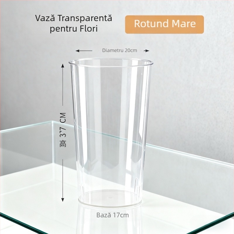Vas hidroponic din acril transparent pentru living, rezistentă la impact, bazin adânc, design lux ușor.