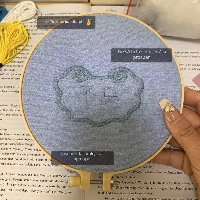 Kit DIY de broderie cu săculeț de iasomie, pentru poșetă și breloc
