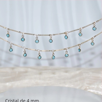 Lanț DIY cu tijă rotundă și cristal albastru – accesorii Hanfu pentru păr, lanț pentru frunte, colier