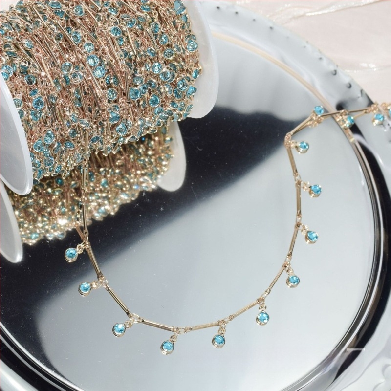 Lanț DIY cu tijă rotundă și cristal albastru – accesorii Hanfu pentru păr, lanț pentru frunte, colier