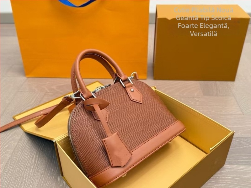 Geantă din piele naturală, în formă de scoică, cu fermoar, pentru umăr sau crossbody, capacitate medie