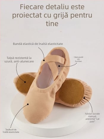 0113 Pantofi de dans din material elastic, talpă moale, stil balet cu labă de pisică, pentru adulți, dans modern și yoga