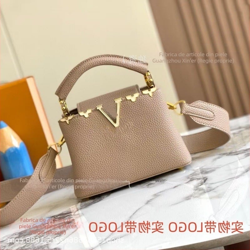 Geantă de umăr din piele naturală pentru femei, crossbody, cu design Capucines floral