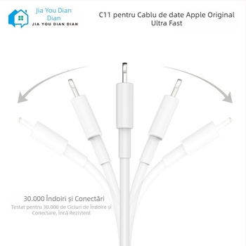 Jiayou Diandian cablu de date Lightning cu cip inteligent pentru iPhone 6-14, serie G-C11, alb