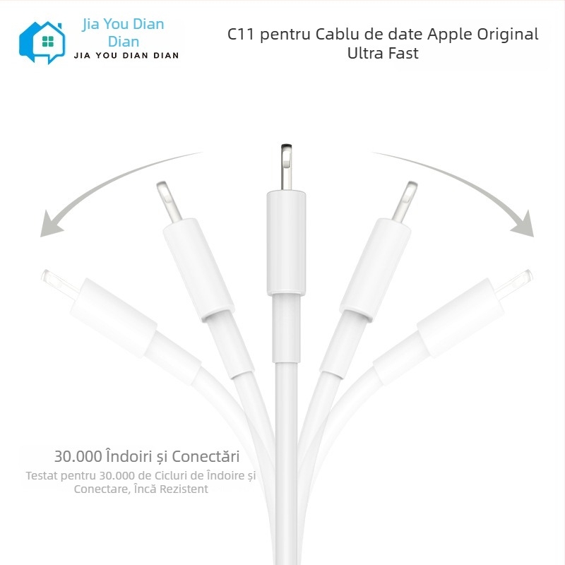 Jiayou Diandian cablu de date Lightning cu cip inteligent pentru iPhone 6-14, serie G-C11, alb